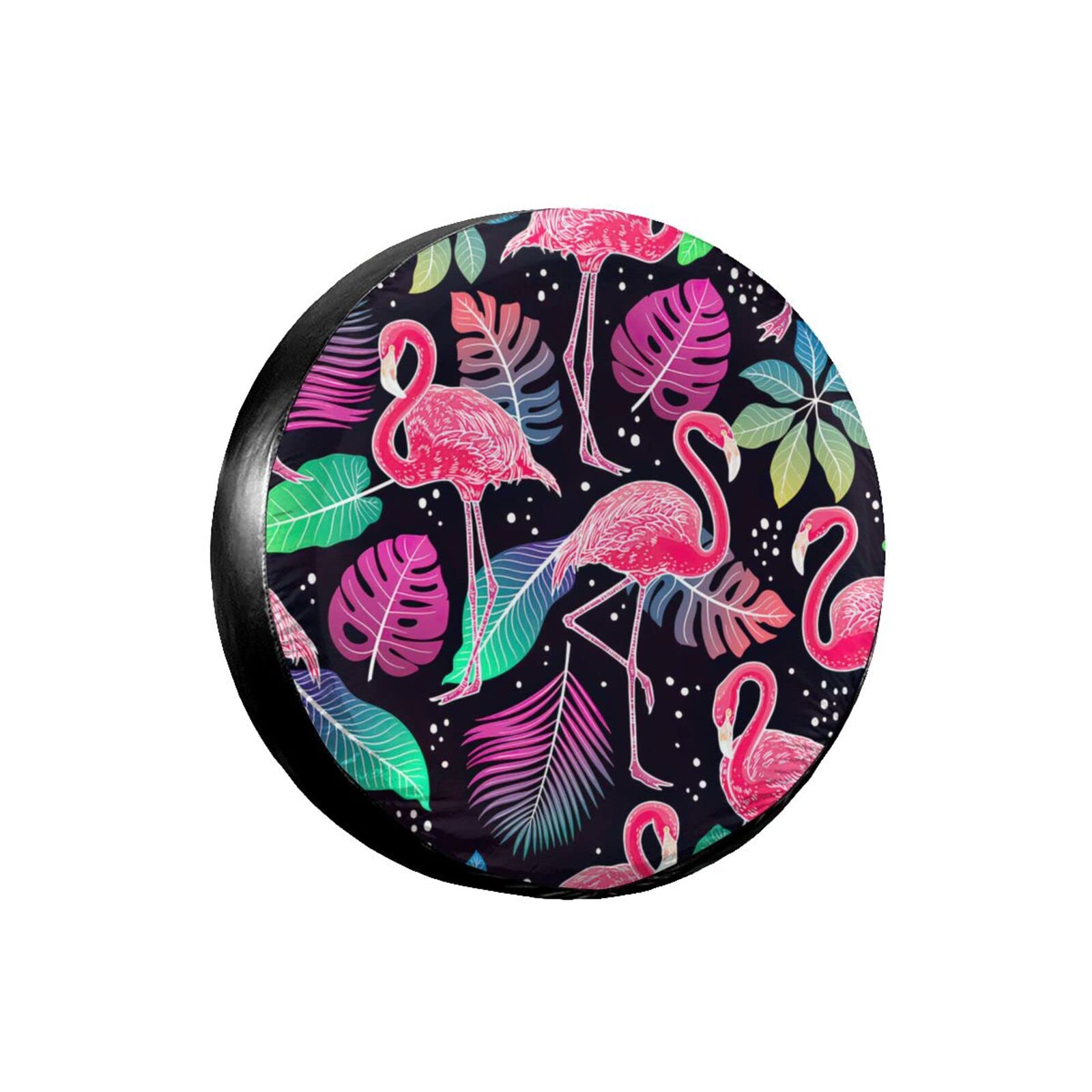 Rosa Flamingo-Palme Reserverad Reifenabdeckung Sonnenschutz Reifencover Prämie Ersatzreifenabdeckungen Universal Für Anhänger Auto Rv 16inch von Generic