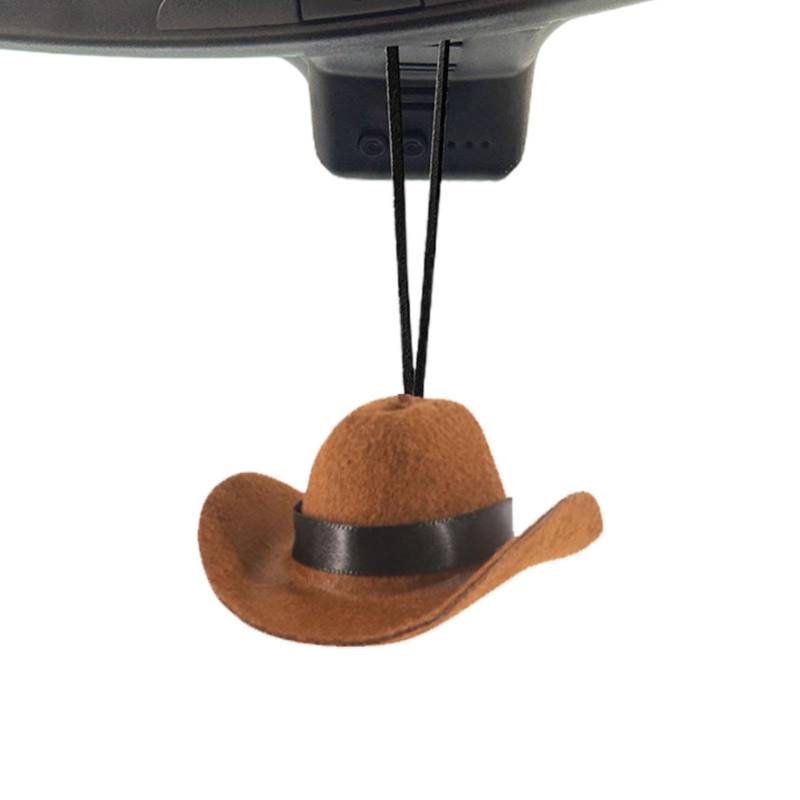 Rückspiegel-Cowboy-Hut-Ornament, Auto-Rückspiegel-Hut-Anhänger | Stoff Cowboyhut Rückansicht Ornament,Haushaltsdekorationen, Road Trip, lustige Rucksackanhänger, Automobilbesatz für Männer und Frauen von Generic