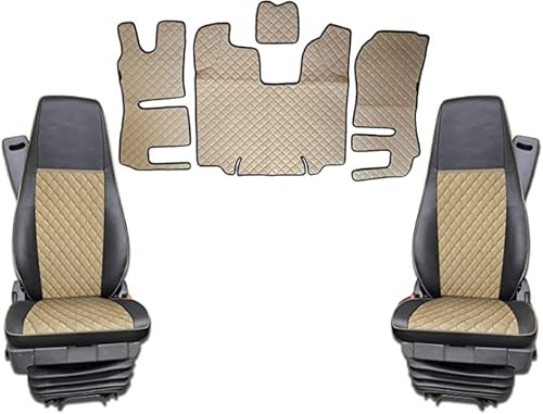 Satz Fußmatten + Sitzbezüge 1+1 Öko-Leder Beige Passend Für Scania R 2013-2020 Automatic Trucks von Generic