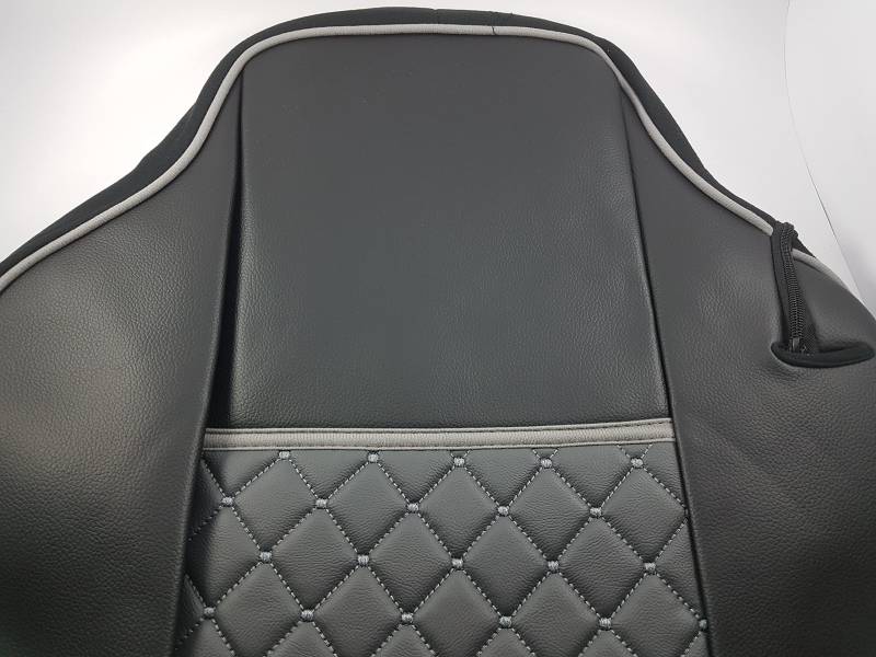 Satz Sitzbezüge 1+1 Grau Öko-Leder Schutzfolien Für LKW Iveco Stralis hi Way 430 450 500 2005-2019 von Generic