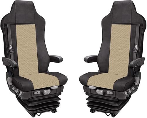 Satz Sitzbezüge Für LKW Stralis HI-Way 430-450-500 Beige ab 2005-Öko-Leder 1+1 Für LKW Sitzauflagen Schonbezüge von Generic