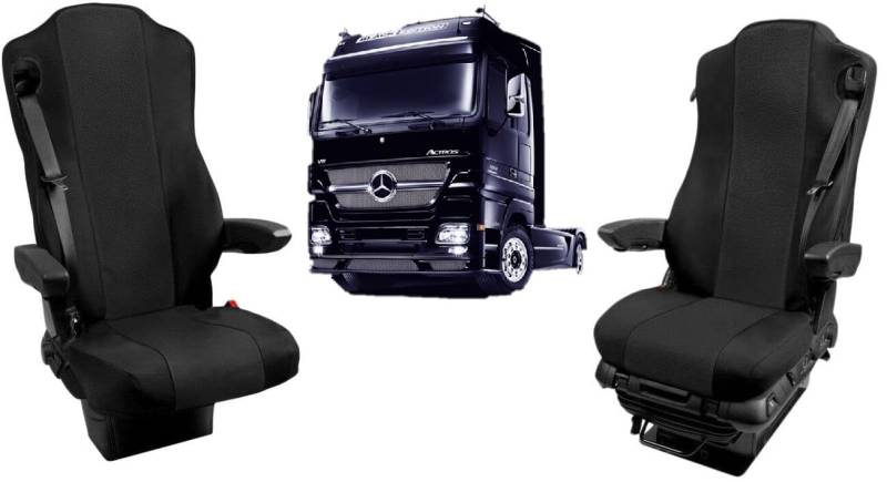 Satz Sitzbezuge Polyester 1+1 für Actros MP3 LKW Sitzauflagen Schonbezüge Premium Schwarz von Generic