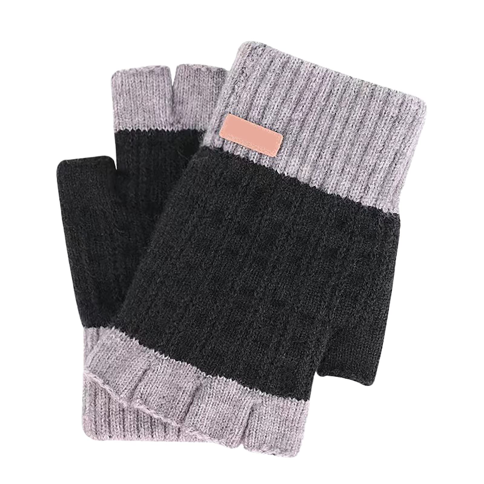 Schal Und Handschuhe Set Damen Warme Halbfinger-Strickhandschuhe mit dickem Samt für Männer und Frauen dü𝐧ne Beheizte Handschuhe (Black, One Size) von Generic