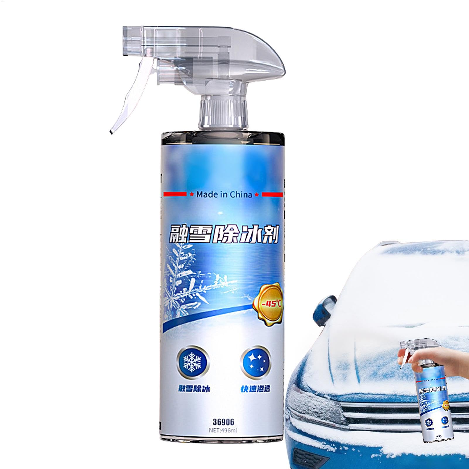 Scheiben-Enteisungsspray für Autos | 496 ml Auto-Windschutzscheiben-Enteiser, schmilzt Frost, Schnee und schnell | Winter Essential für Fahrzeuge | Schnell wirkendes Schneeschmelzspray für die Win von Generic