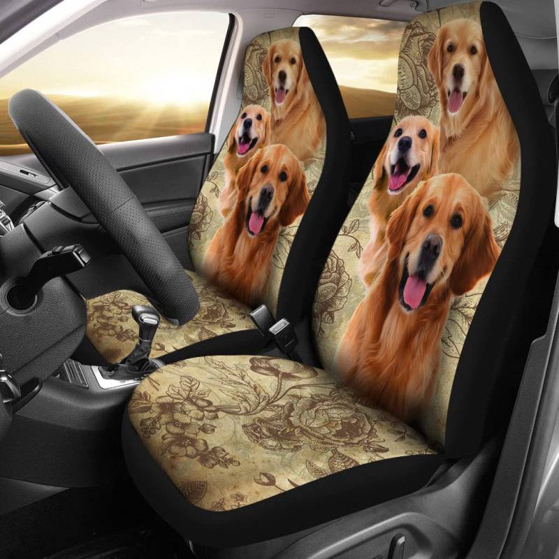 Schonbezüge Autoauflage DREI Golden Retriever-Welpen Auto Sitzbezug Einfach Zu Montierende Innenraum Sitzschoner Sportliche Autositzbezüge Für Wohnmobil, Fahrzeuge, Anhänger, 52X138Cm von Generic