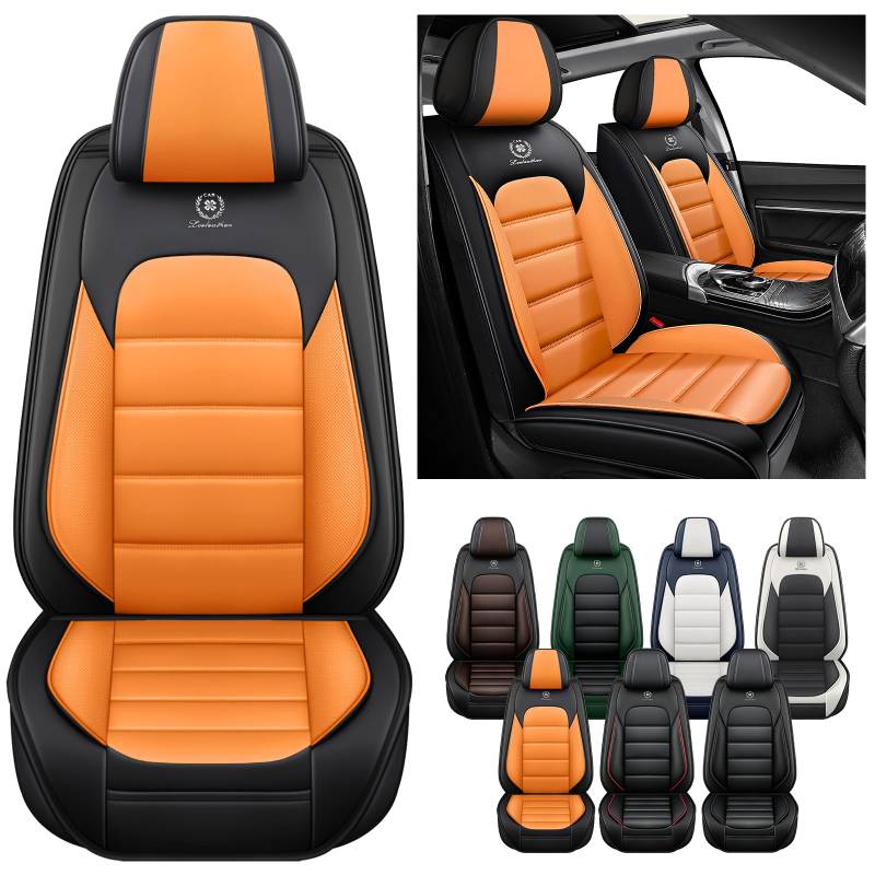 Schonbezüge Für Autositze Für Ford Cougar 1998-2024, Autositzbezüge Universell, Autositzbezug Leder, Wasserdichtes，Atmungsaktives,Komfort,für Alle Jahreszeiten(Black orange) von Generic