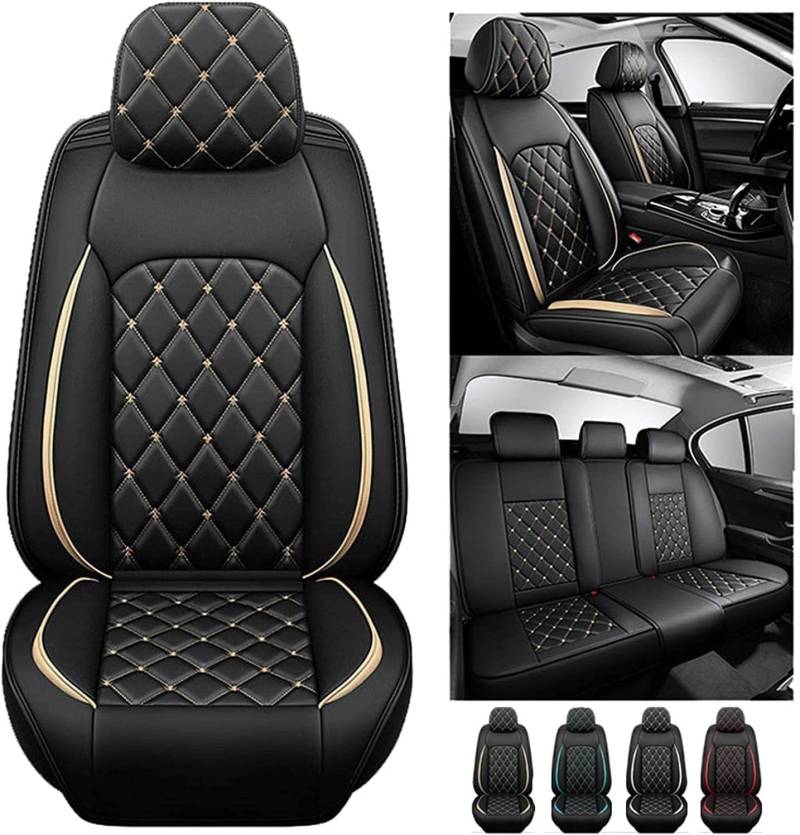 Schonbezüge Für Autositze Für Mitsubishi ASX 2010-2024, Sitzbezüge Auto Leder, Autositzbezug Porosität Sitzbezüge Vorne Und Hinten Sitzschoner，All-inclusive, Stilvolles Aussehen(Black Champagne) von Generic