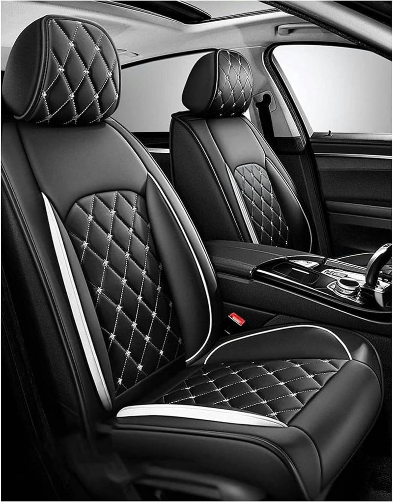 Schonbezüge Für Autositze Für VW Golf 7 Golf 7 GTI, Sitzbezüge Auto Leder, Autositzbezug Porosität Sitzbezüge Vorne Und Hinten Sitzschoner，All-Inclusive, Stilvolles Aussehen(Black White) von Generic