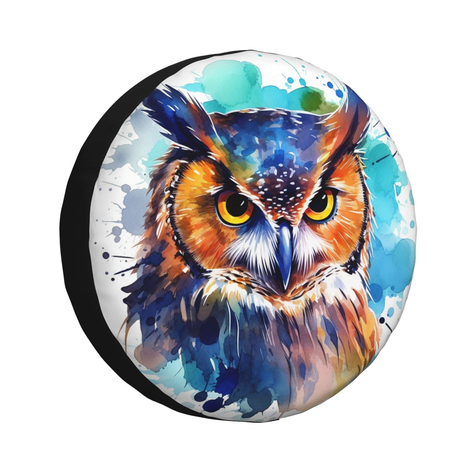 Schutzbezug Aquarell Eule Vogel Tier Reifen-Aufbewahrungstasche Universal Reifencover Wasserdicht Ersatzradabdeckung Für Ersatzradreifen Mpv Anhänger 14 inch von Generic