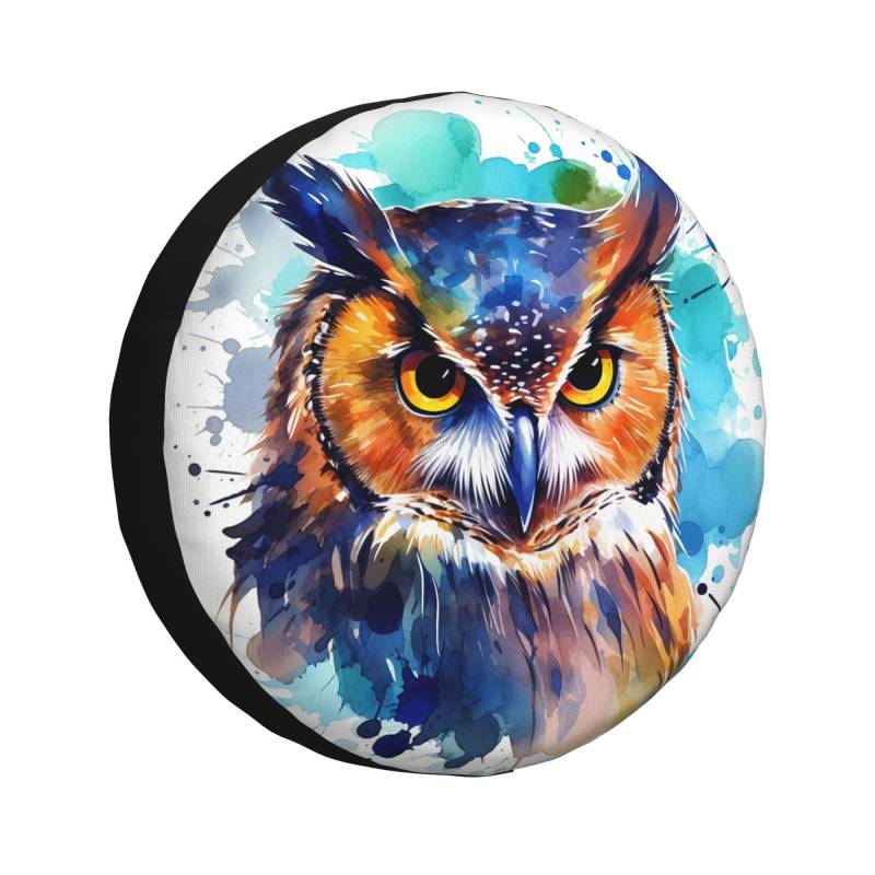 Schutzbezug Aquarell Eule Vogel Tier Reifen-Aufbewahrungstasche Universal Reifencover Wasserdicht Ersatzradabdeckung Für Ersatzradreifen Mpv Anhänger 15 inch von Generic