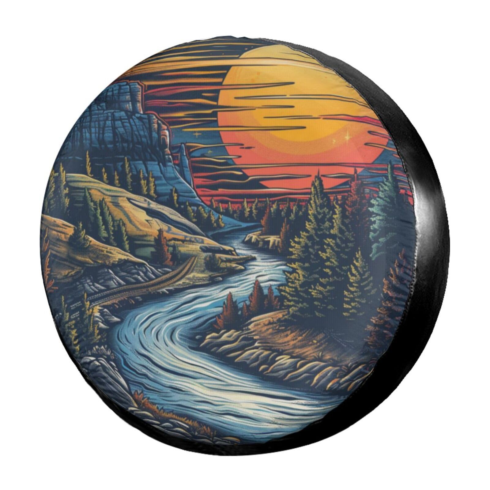 Schutzbezug Bergblick Spare Tire Cover Uv-Schutz Reifenhülle Staubdicht Auto Reifenabdeckung Für Ersatzradreifen Caravan 4 Saison 14 inch von Generic