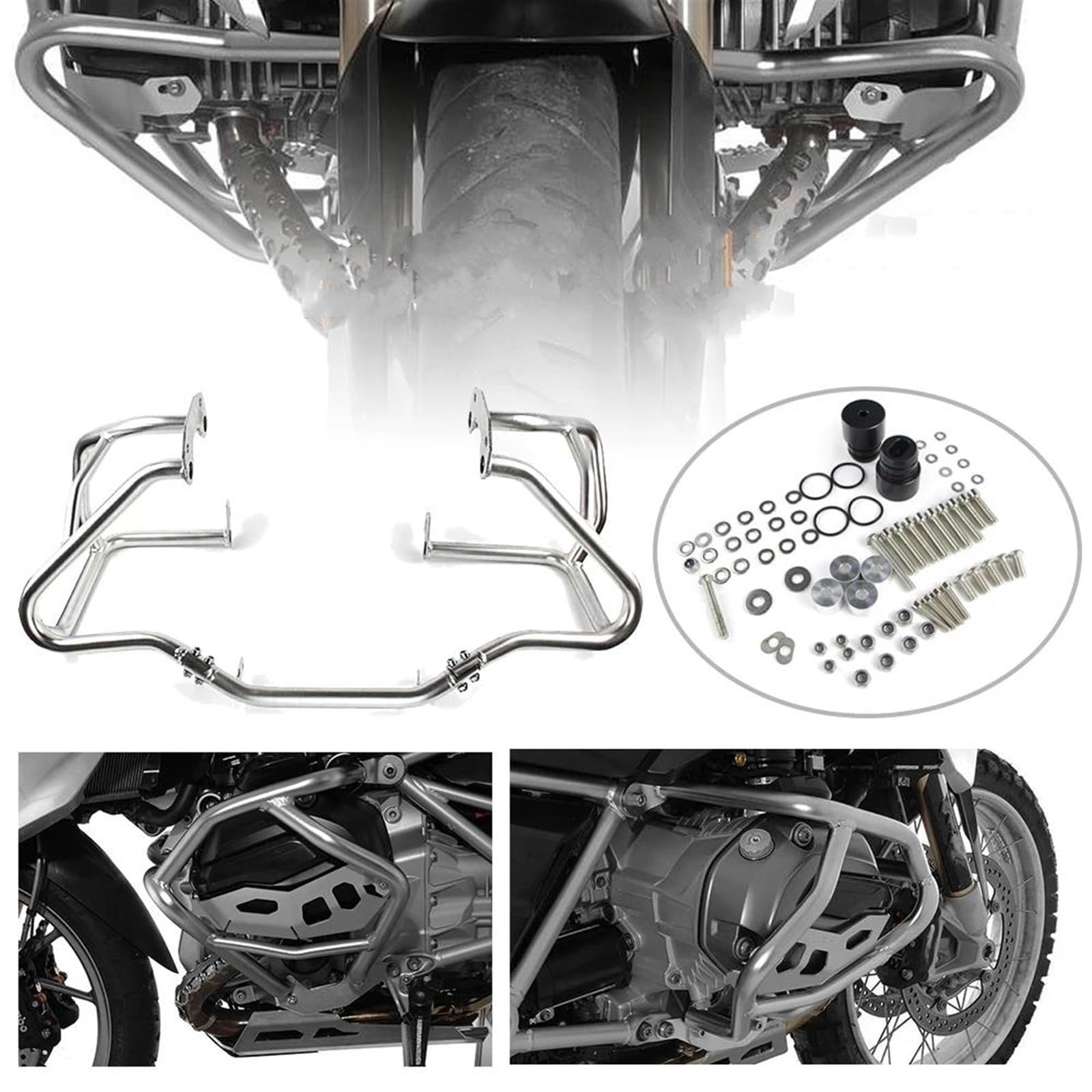 SchutzbüGel Silber Motor Autobahn Schutz Unteren Schutz Tank Bar Crash Bar Für R1200GS R 1200 GS 2013-2018 von Generic