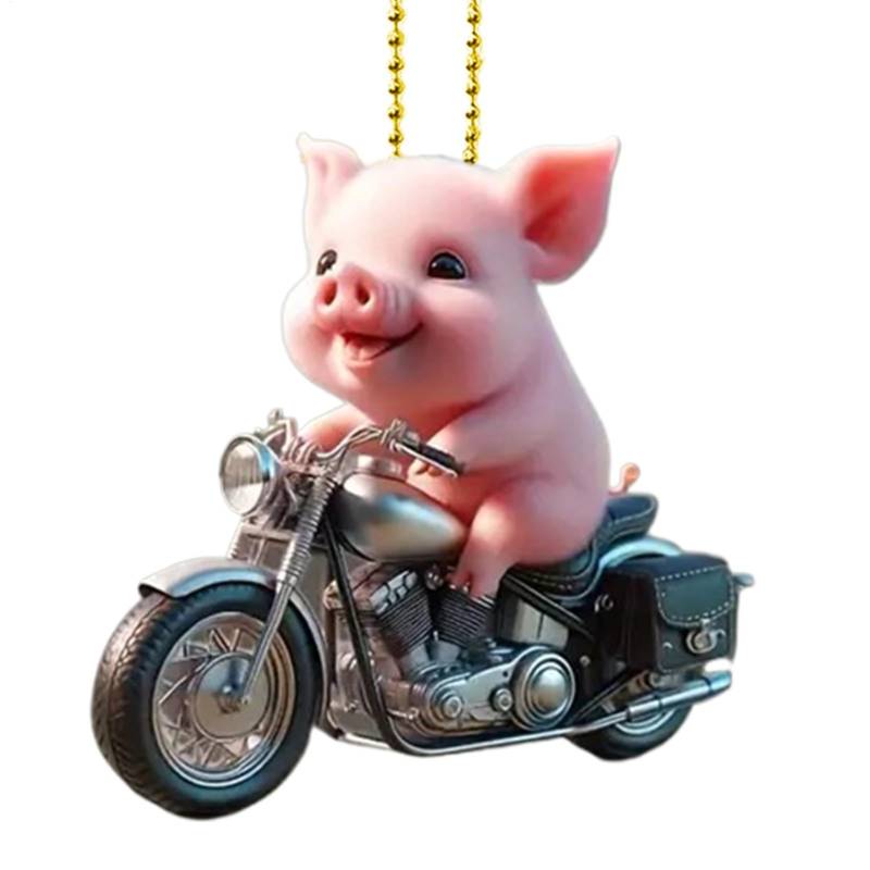 Schweine-Autoanhänger – stilvolle Autodekoration, hochwertiger Autoanhänger für Fahrzeuge, 2D-Acryl-Autoinnenraumanhänger, Rückspiegelornament, anpassbarer Autoanhänger für Schweineliebhaber von Generic