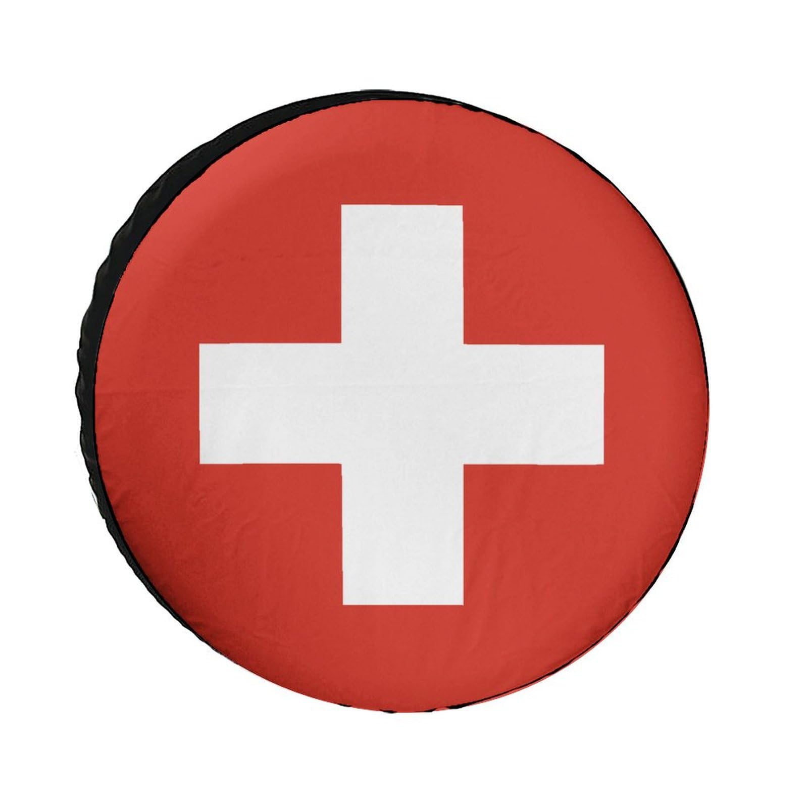 Schweiz Flagge Reserveradabdeckung Staubdicht Ersatzrad Abdeckung Wasserdicht Reifencover Universal Für Auto LKW Rv 14Inch von Generic