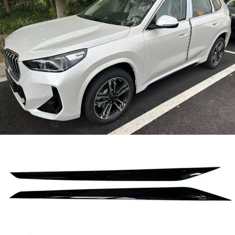 Seitenschweller Spoiler Kompatibel mit BMW X1 U11 2023 Body Kit Seitenschweller Verlängerung Seitenschürze Diffusor Guard Schürze Autozubehör (Glänzend Schwarz) von Generic