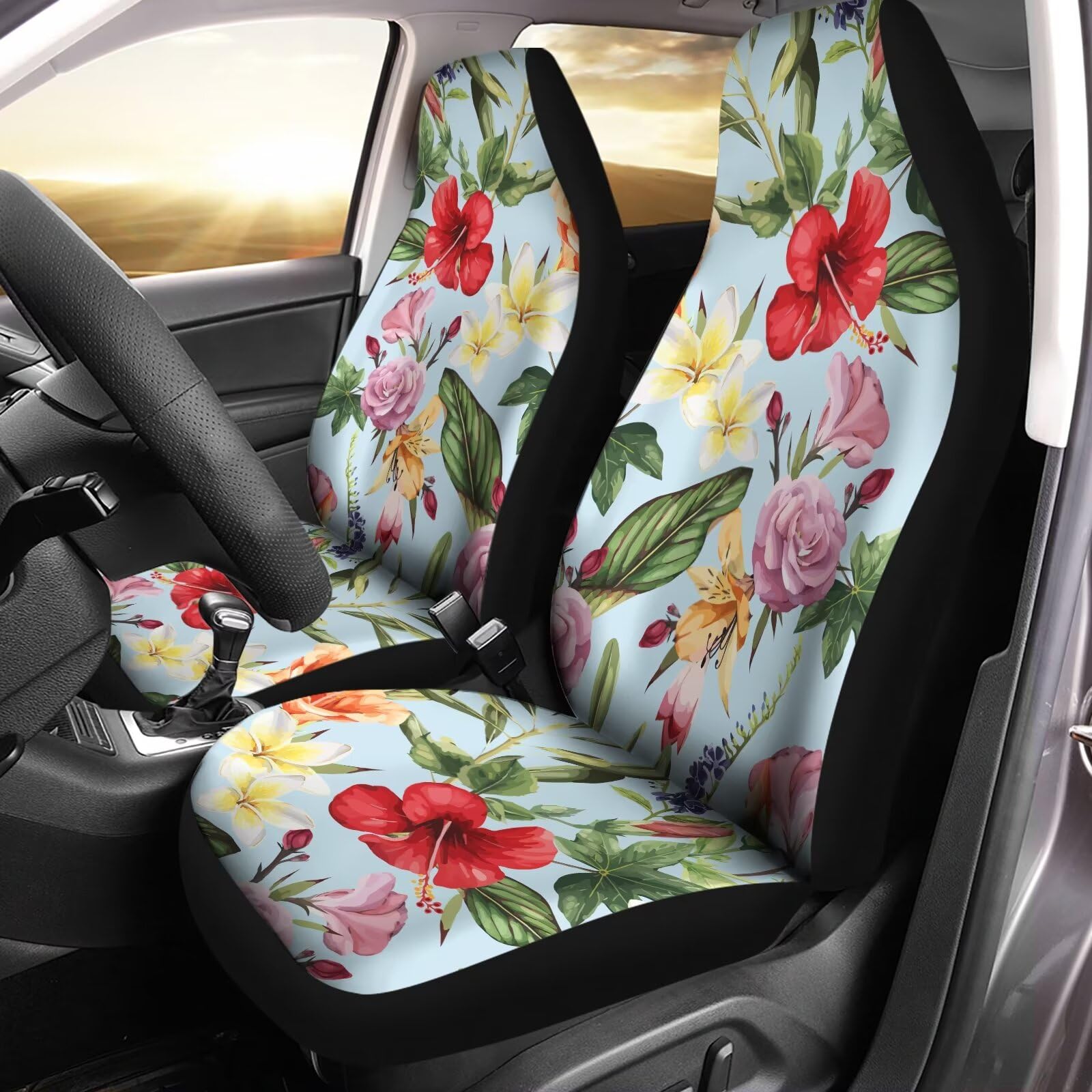 Sitzbezüge Aquarell Hawaiianische Hibiskusblüte Autositzschoner Atmungsaktiv Autositz Vorne Hochleistungs Schonbezüge Für Autositze Für Auto Autos Beifahrer von Generic