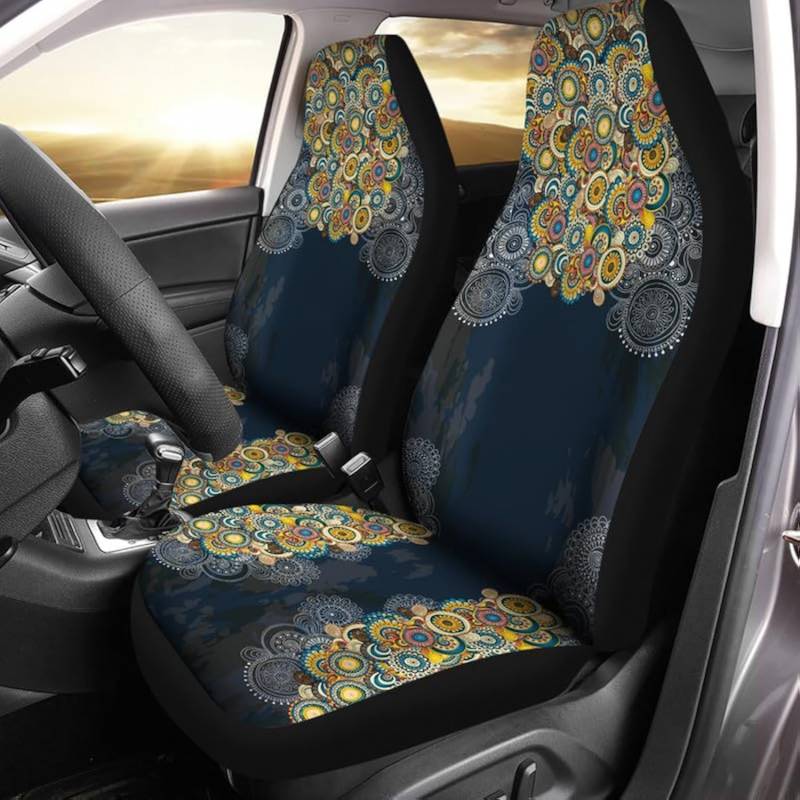 Sitzbezüge Blaues Mandala Im Böhmen-Stil Sitzbezüge Für Autositz Universell Auto-Sitzbezüge Hochleistungs Schutzbezüge Für Meisten Autos Lieferwagen Auto von Generic