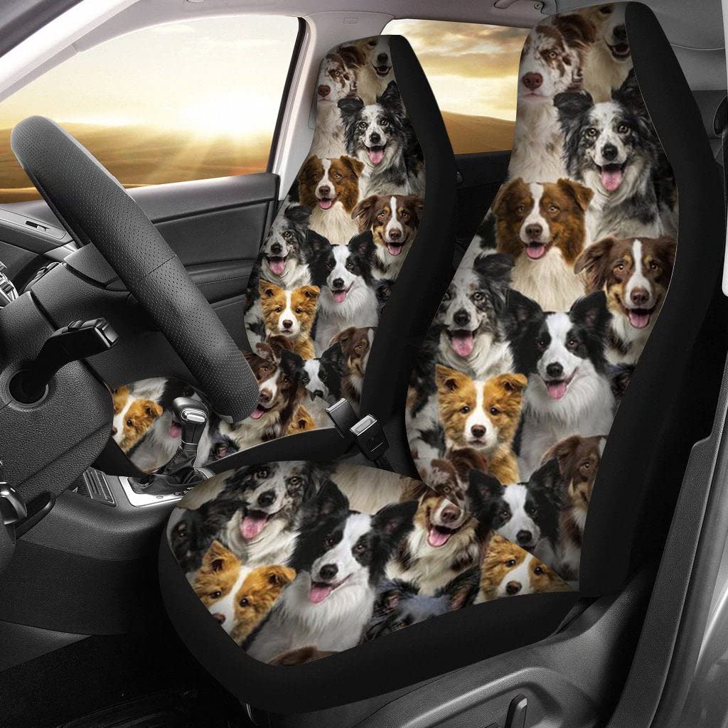 Sitzbezüge Set Universal EIN Haufen Border Collies Autositzbezüge Passform Sitzbezug Auto Vordersitze Universell Passende Auto Sitzbezüge Für Suvs, Lastwagen, Autos, 52X138Cm von Generic