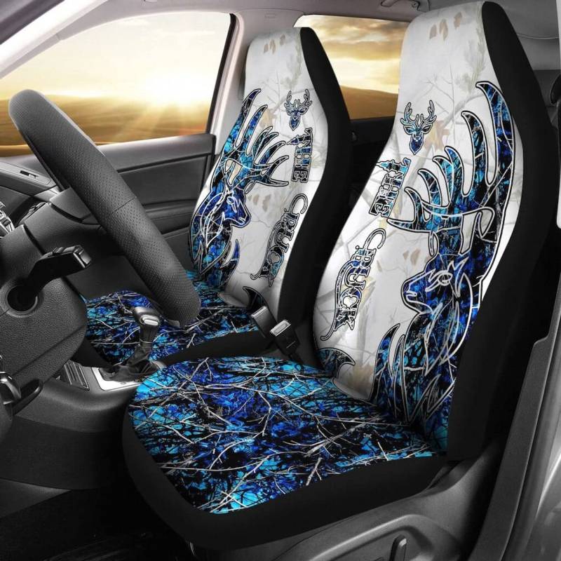 Sitzbezüge Set Universal Jagd Auf Den Buck Camo Blue Schonbezüge Autoauflage Top-Qualität Auto-Zubehör Universell Passende Autoschonbezüge Für Fahrzeuge, Autos, Wagen, 52X138Cm von Generic