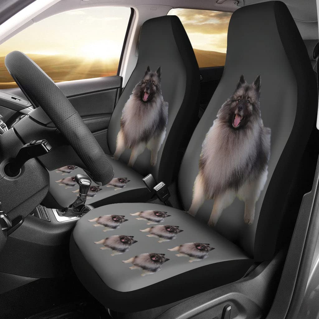 Sitzbezüge Set Universal Keeshond Grey Basic Auto Sitzbezüge Passform Autositzbezüge Sportliche Innenraum Sitzschoner Für Wagen, Anhänger, Lastwagen, 52X138Cm von Generic