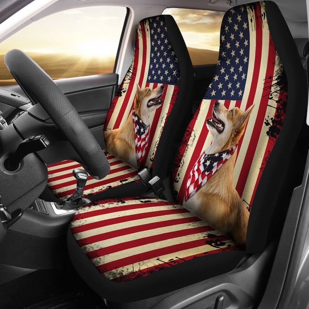 Sitzbezug Auto Vordersitze Glücklicher Corgi Mit Usa-Flaggen-Unabhängigkeitstag Autositzbezüge Einfach Zu Montierende Sitzbezüge Set Universal Premium Design Innenraum Sitzschoner von Generic