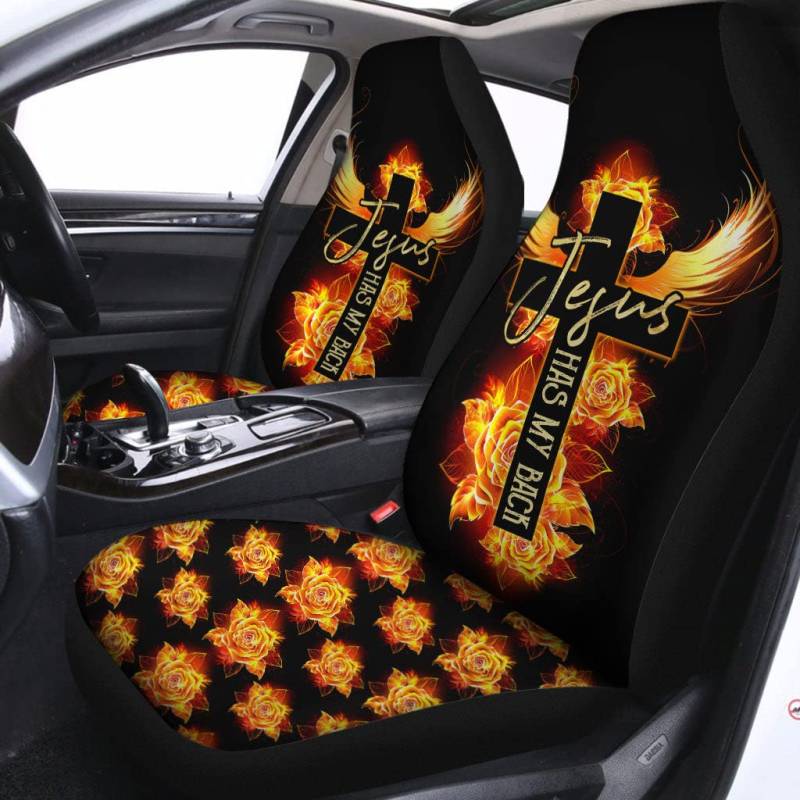 Sitzbezug Auto Vordersitze Jesus Hat Meine Rückenzauberrosen Innenraum Sitzschoner Premium Design Auto Sitzbezug Passform Autositzbezug Für Suvs, Wagen, Autos, 52X138Cm von Generic