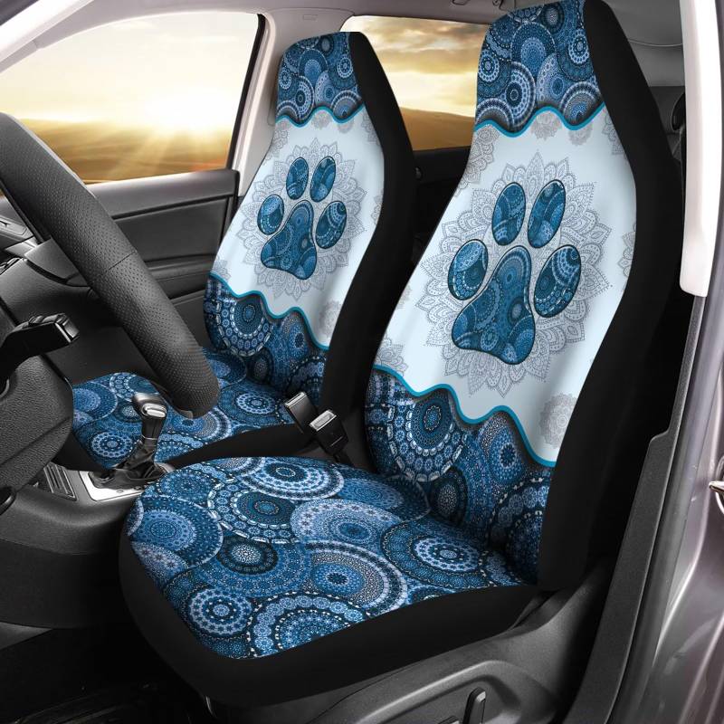 Sitzbezug Blaue Boho-Mandala-Pfote Auto Sitzbezüge Wasserfester Schonbezug Saubere Autositzschoner Für Haustier Autositze Fahrersitz von Generic