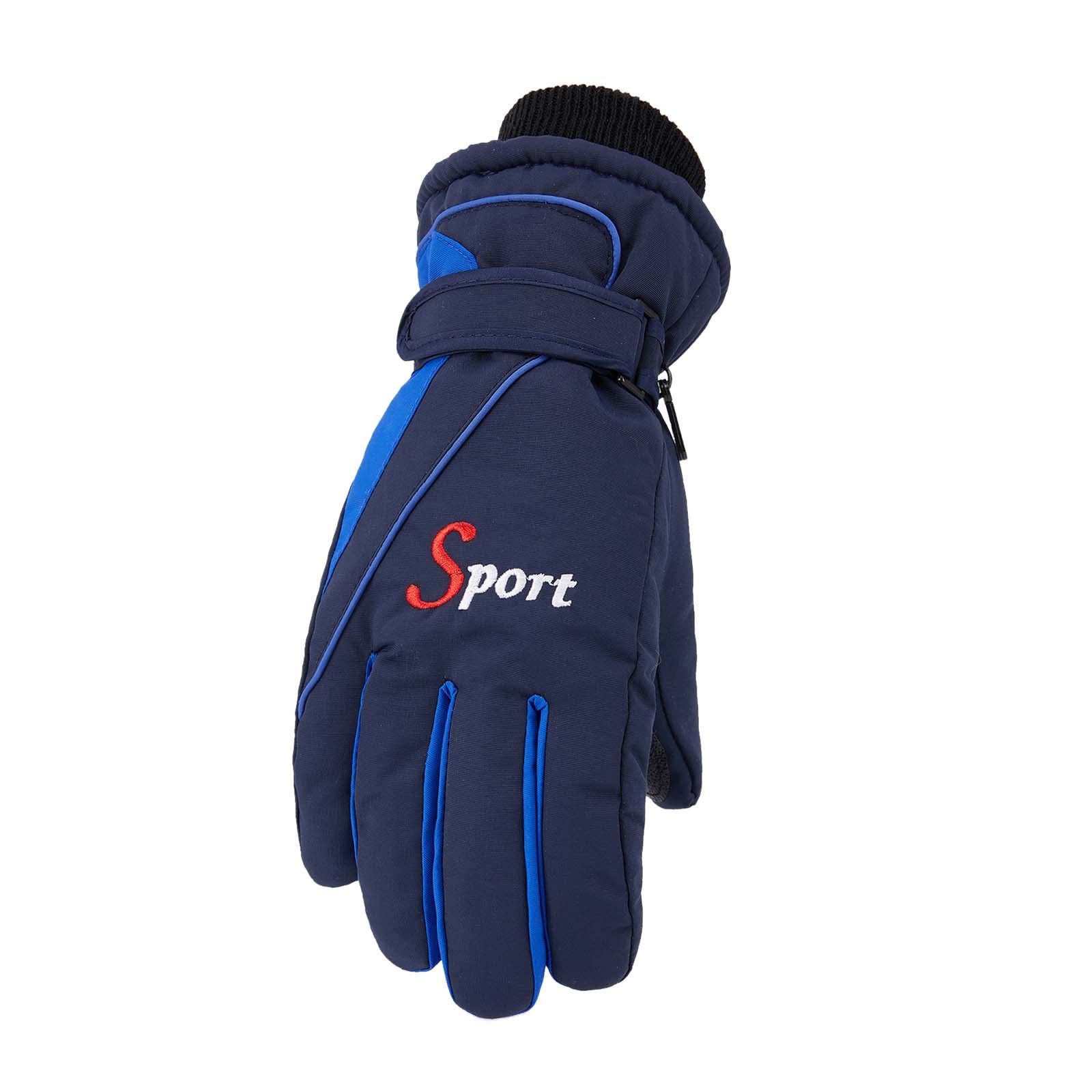 Skihandschuhe aus Baumwolle für Herren und Damen, Winter, kältebeständig, verdickt, warmer Bildschirm, rutschfeste, wasserdichte, geschmorte Handschuhe Haube Damen Laufen (Blue, One Size) von Generic