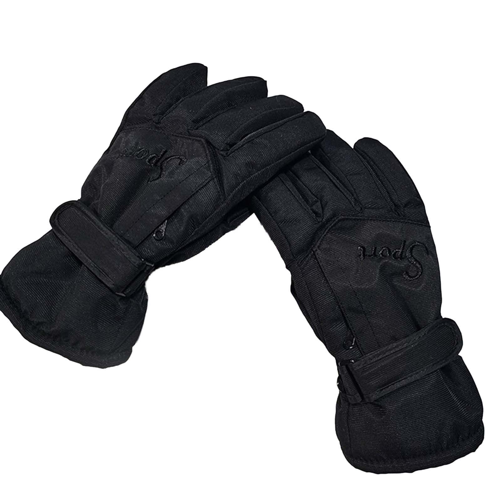 Skihandschuhe aus Baumwolle für Herren und Damen, Winter, kältebeständig, verdickt, warmer Bildschirm, rutschfeste, wasserdichte, geschmorte Handschuhe Schuhwaschanlage (Black, One Size) von Generic