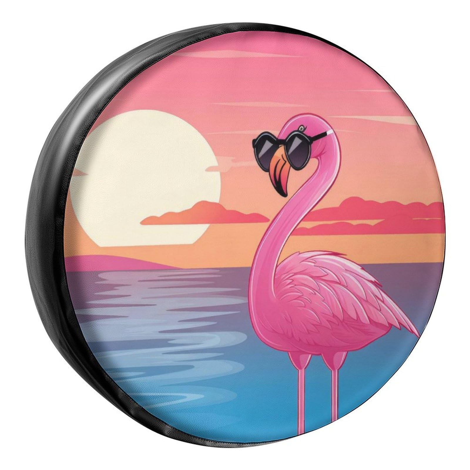 Spare Tire Cover Flamingo Auto Reserverad Abdeckung Waschbar Ersatz Reifen Abdeckung Wasserdicht Radschutzhülle Für Truck Caravan Geländewagen 15 inch von Generic