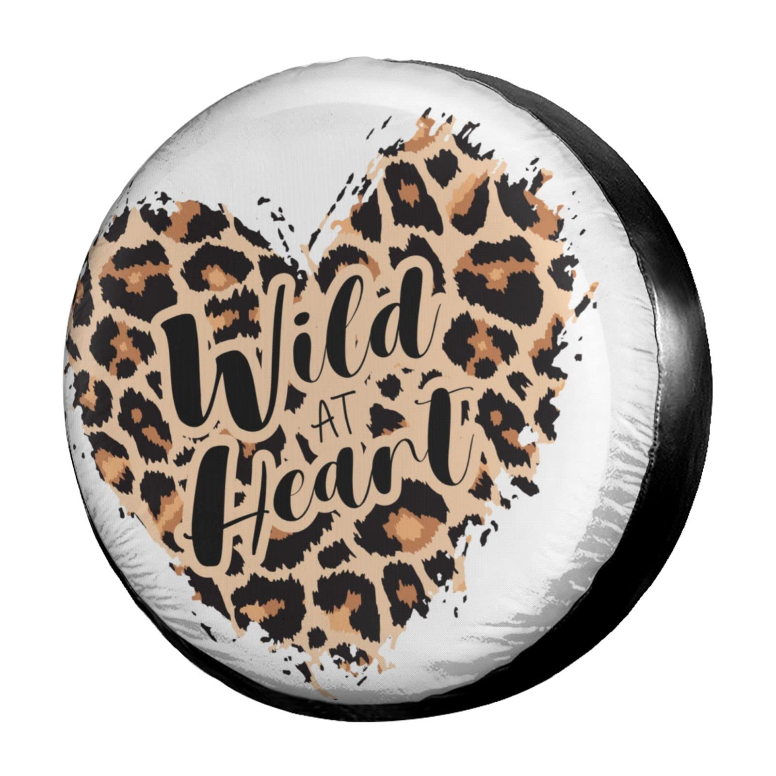 Spare Tire Cover Leoparden-Herzform-Druck Schutzbezug Staubdicht Reserveradabdeckung Wasserdicht Reifenhülle Für Truck Viele Fahrzeug 4 Saison 14 inch von Generic