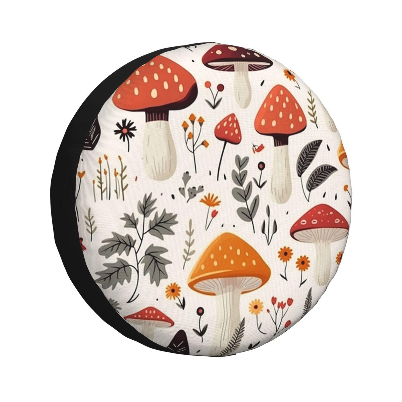 Spare Tire Cover Pilzblätter Wildpflanzen Reifencover Uv-Schutz Ersatz Reifen Abdeckung Wasserdicht Reifen-Aufbewahrungstasche Für Wohnmobile Anhänger Geländewagen 15 inch von Generic