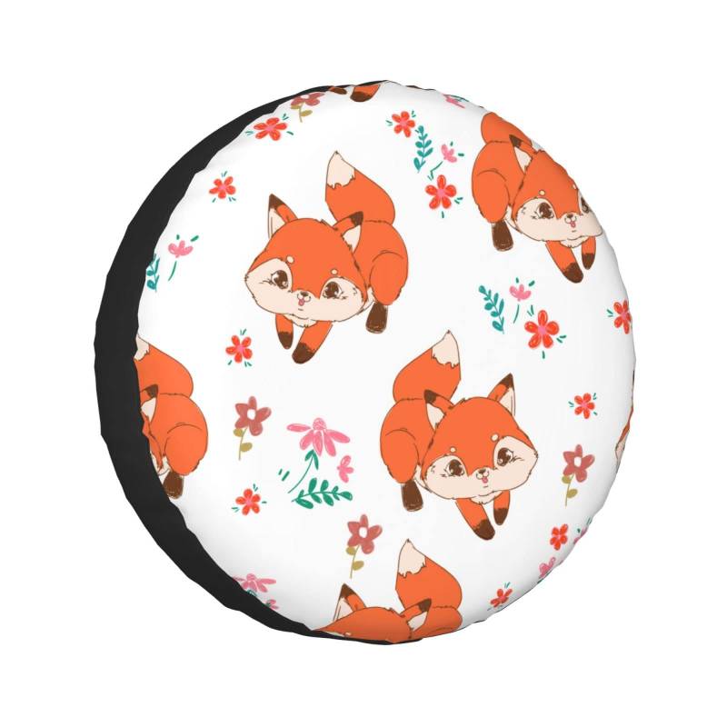 Spare Tire Cover Süße Fuchsblumen Reifenschutzhülle Sichere Aufbewahrung Ersatzrad Abdeckung Universal Reifenabdeckung Für LKW, Wohnmobil, Rv 17" von Generic