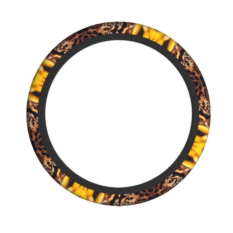 Steering Wheel Cover Auto Leopardenmuster Auto Lenkradbezüge Luxuriöse Lenkradbezug Geruch Frei Lenkrad Überzug Für Herbst Wintersaison Fahrzeug von Generic