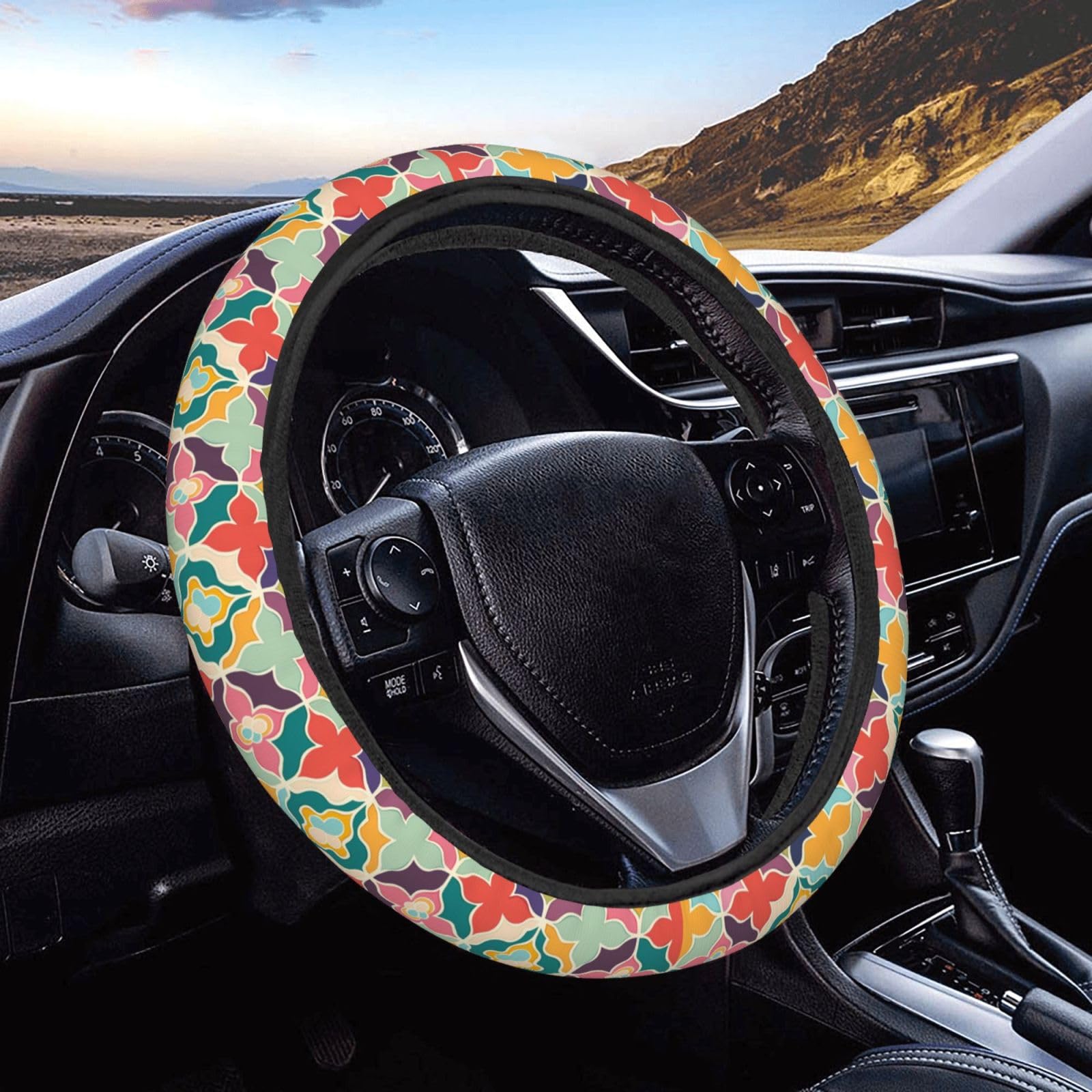 Steering Wheel Cover Blaugrün Blau Rosa Gelb Universal Lenkradschoner Schweiß Absorption Auto Lenkradabdeckung Für Dekorieren SUV Damen 38Cm/15In von Generic