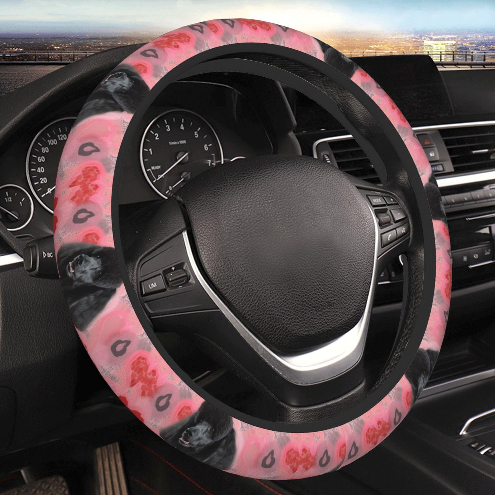 Steering Wheel Cover Pudel Hunde Bequem Lenkrad Abdeckung Universal Lenkradschutz Für Herren Damen 38Cm von Generic