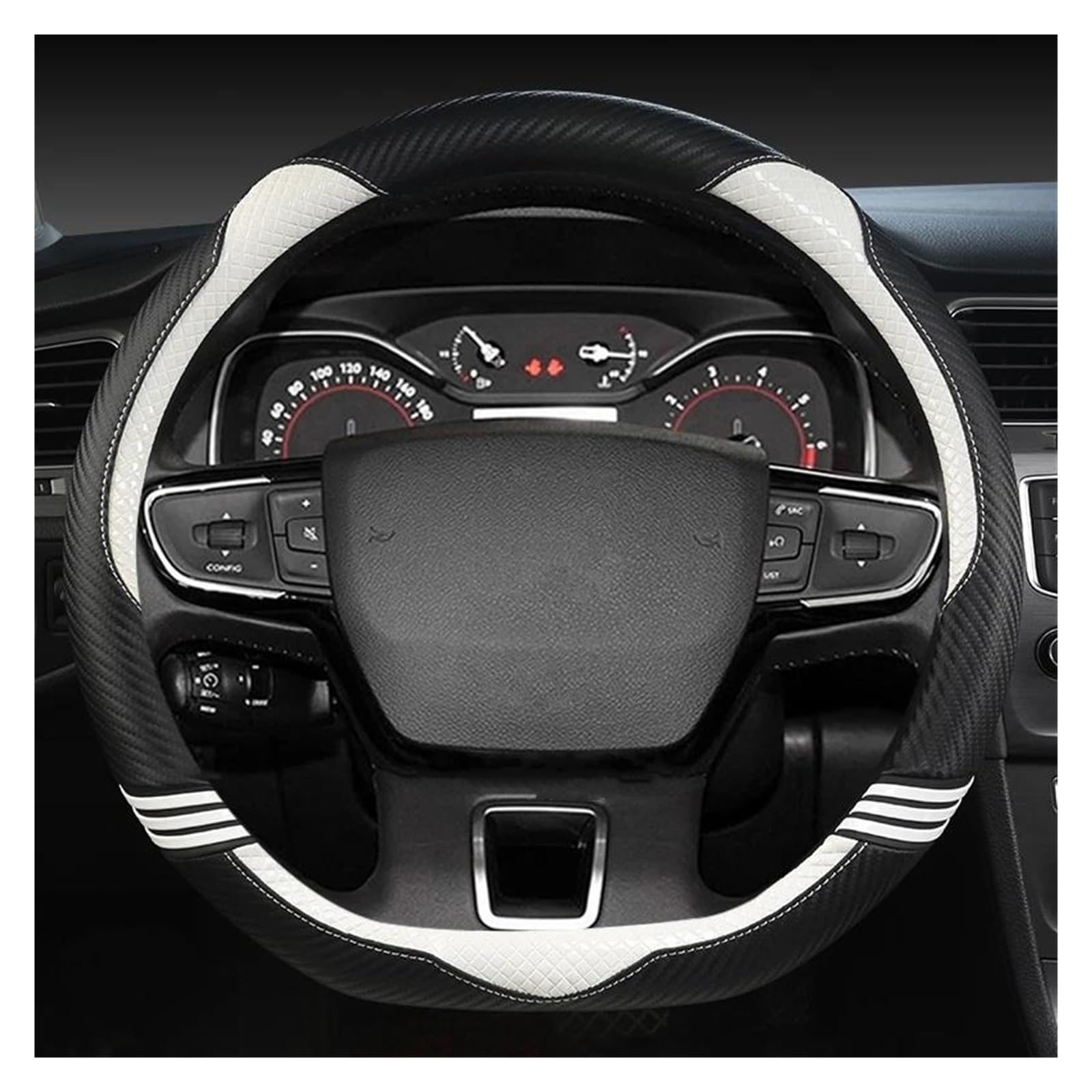 Stuurhoes Lenkradabdeckung für Citroen C3-XR für Elysee C4 für Sega 2014-2021 für Spacetourer für Picasso DS3 DS5 C3 II III 2009-2021 Stuurhoes Auto's(Weiss) von Generic