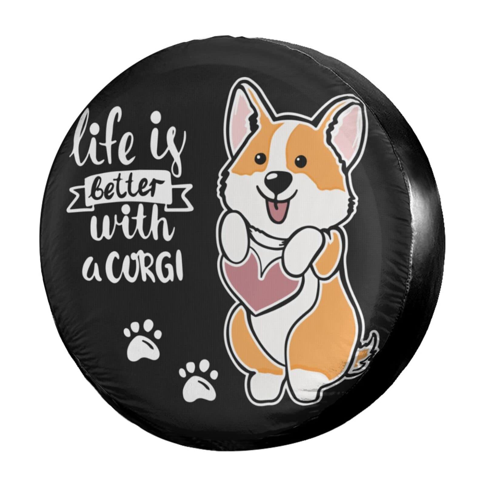 Süßer Walisischer Corgi Reifencover Staubdicht Radreifenabdeckung Wasserdicht Ersatzrad Abdeckung Universal Für Anhänger Rv Auto 14Inch von Generic