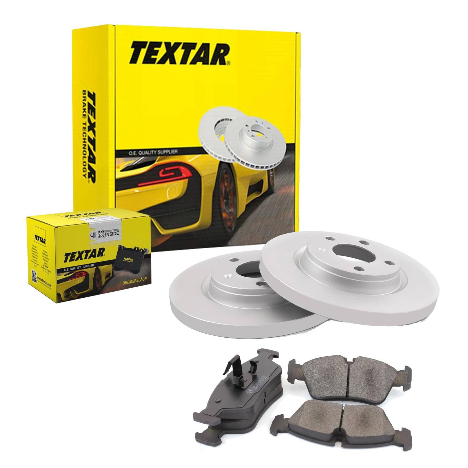 TEXTAR Bremsen Set Bremsscheiben Scheibenbremsen Ø226 Voll beschichtet hinten + Bremsbeläge Bremsklötze für Golf III Vento Corrado Passat Variant Jetta II Polo Classic Scirocco von Generic