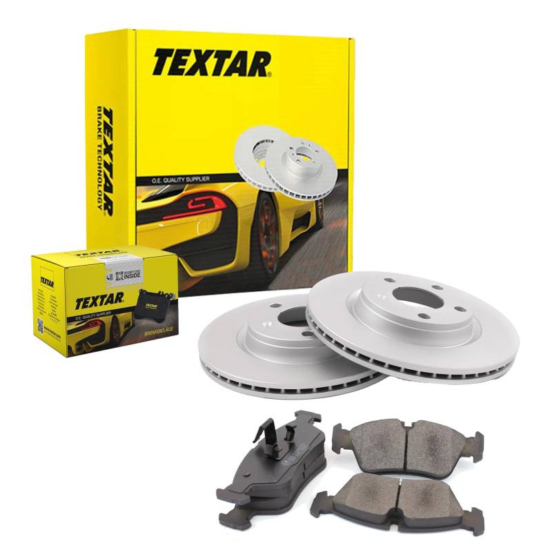 TEXTAR Bremsen Set Bremsscheiben Scheibenbremsen Ø258 belüftet beschichtet vorne + Bremsbeläge Bremsklötze für Fiesta V Fusion Street KA Puma 2 121 III von Generic