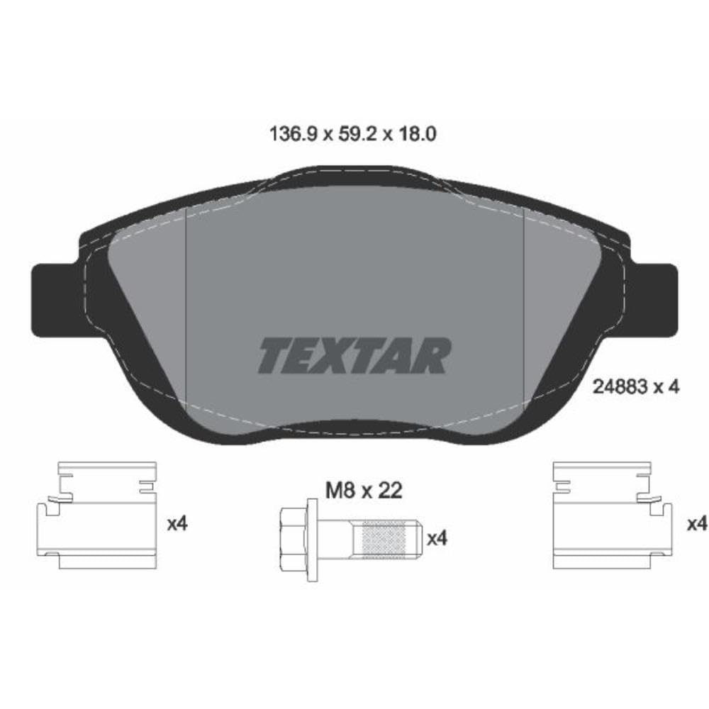 TEXTAR Bremsen Set Bremsscheiben Scheibenbremsen Ø283 belüftet beschichtet vorne + Bremsbeläge Bremsklötze für Crossland X Mokka Corsa F Kasten/Schrägheck 2008 I 208 II C3 DS3 C4 Cactus von Generic