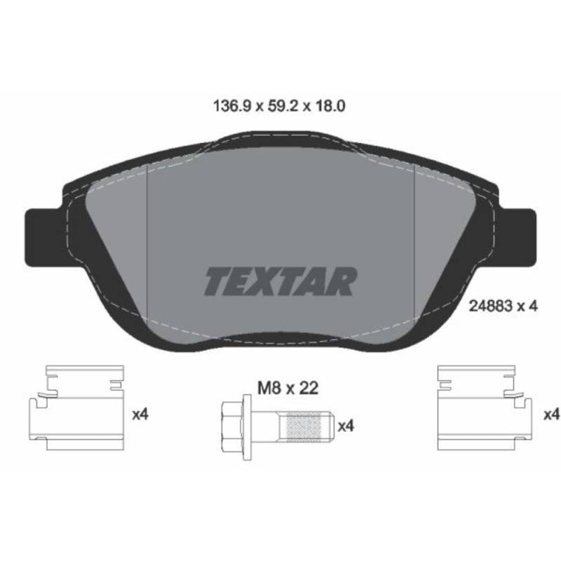 TEXTAR Bremsen Set Bremsscheiben Scheibenbremsen Ø283 belüftet beschichtet vorne + Bremsbeläge Bremsklötze für Crossland X Mokka Corsa F Kasten/Schrägheck 2008 I 208 II C3 DS3 C4 Cactus von Generic