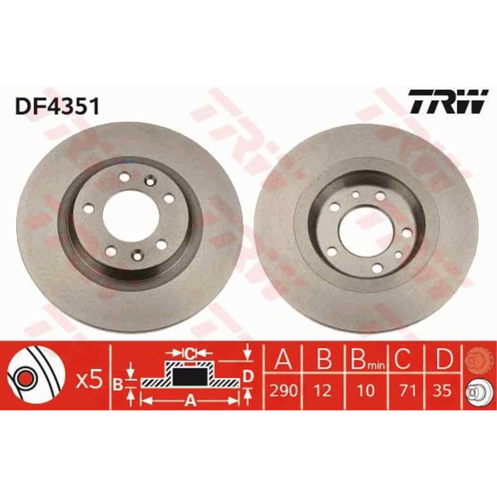 TRW Bremsen Set Bremsscheiben Scheibenbremsen Ø290 Voll hinten + Bremsbeläge Bremsklötze für C5 III Break 508 SW I von Generic