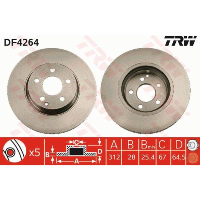 TRW Bremsen Set Bremsscheiben Scheibenbremsen Ø312 belüftet vorne + Bremsbeläge Bremsklötze für E-Klasse T-Model CLS von Generic