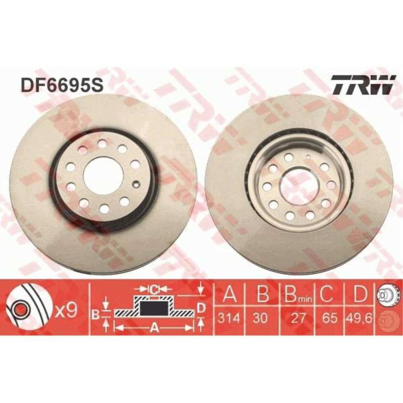 TRW Bremsen Set Bremsscheiben Scheibenbremsen Ø314 belüftet vorne + Bremsbeläge Bremsklötze für Sharan Alhambra von Generic