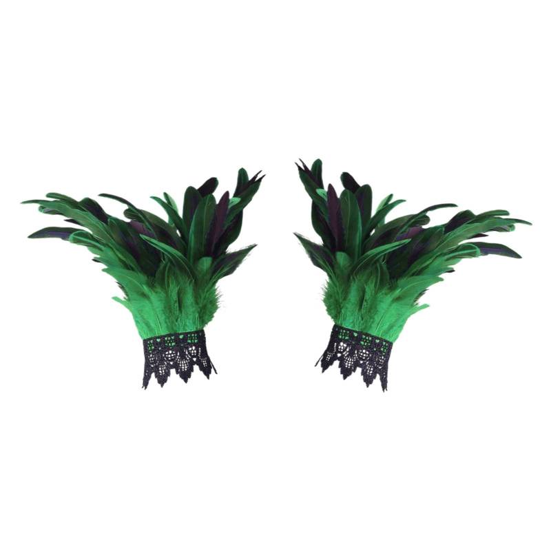 𝐓hermopros Handschuhe Feder dekorative Handschuhe Karneval Party Kostüm Zubehör Maskerade Show Winddichte Handschuhe Damen (Green, One Size) von Generic