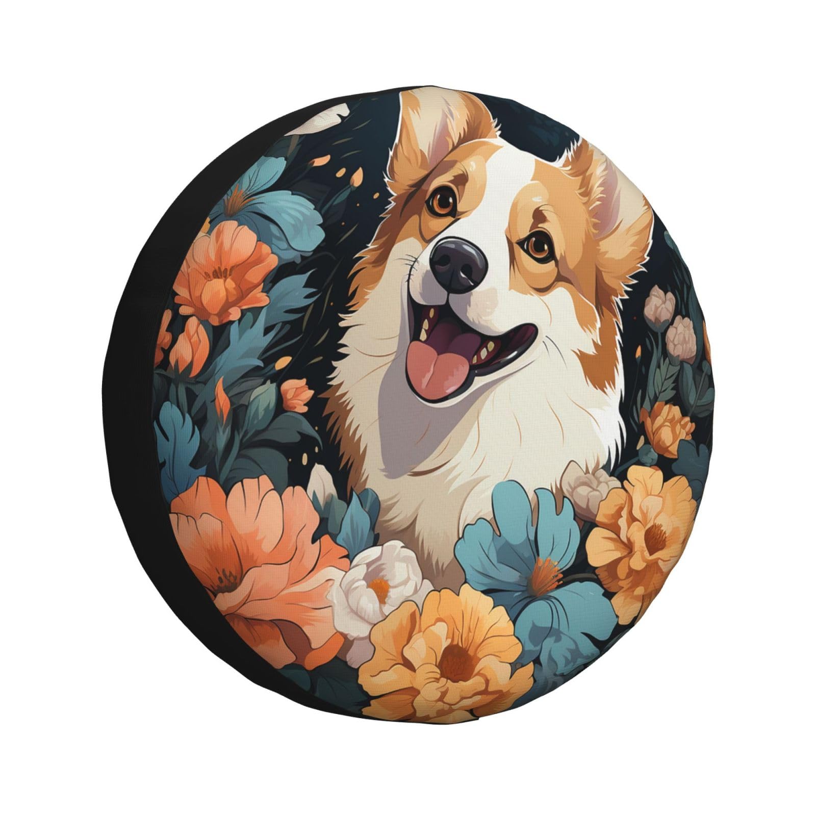 Tire Cover Corgi-Muster Auto Reserverad Abdeckung Universal Reifenabdeckung Wasserdicht Reifen Tasche Für Ersatzradreifen Wohnmobile Truck 17 inch von Generic