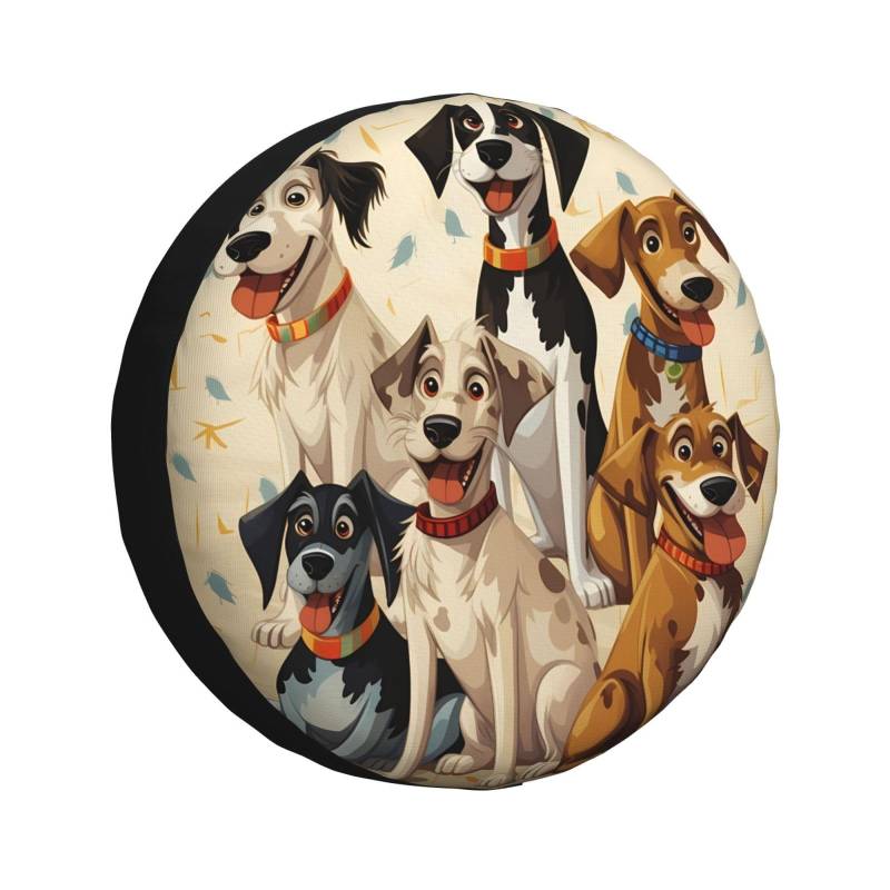 Tire Cover Jagdhunde Reifencover Staubdicht Schutzbezug Wasserdicht Radabdeckung Für Viele Fahrzeug Caravan 4 Saison 16 inch von Generic