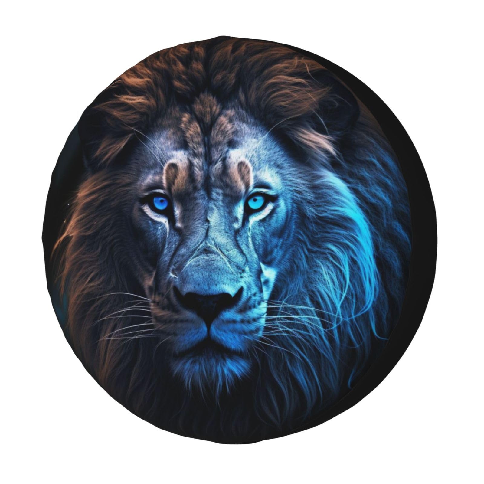 Tire Cover Löwe Mit Leuchtend Blauen Augen Reserveradabdeckung Universal Reifenhülle Wasserdicht Ersatzradabdeckung Für Geländewagen Truck Anhänger 16 inch von Generic