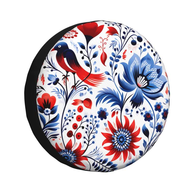 Tire Cover Retro Boho Blumen Vögel Auto Reserverad Abdeckung Uv-Schutz Reserveradabdeckung Staubdicht Reifenschutzabdeckung Für Geländewagen Truck Caravan 14 inch von Generic